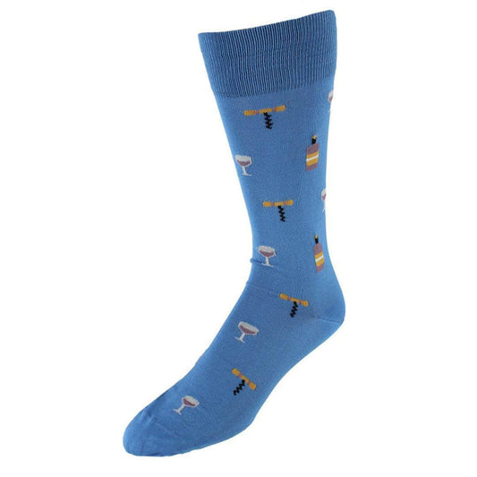 I'll Drink to That Wine Glass & Bottle Novelty Mid Calf Mercerized Cotton Sock (1 Pair)