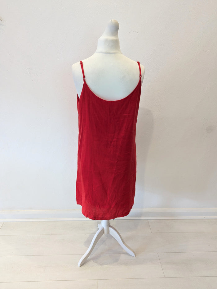 Island Shop Red Linen Dress 14