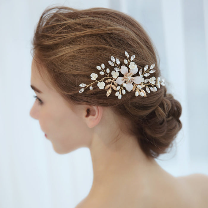 Ivory Organza Floral Wedding Head Piece - The Wedding Garter