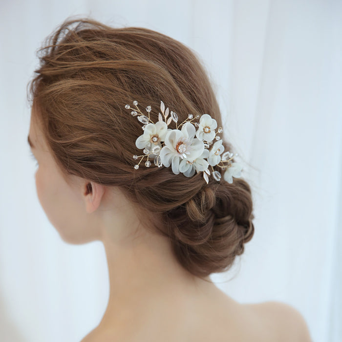 Ivory Organza Floral Wedding Head Piece - The Wedding Garter