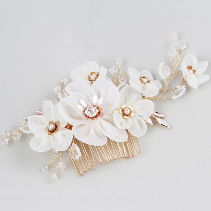 Ivory Organza Floral Wedding Head Piece - The Wedding Garter