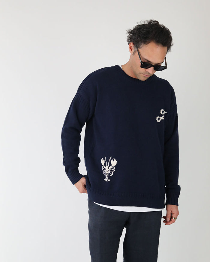 J Lobster Guernsey | Navy Cotton