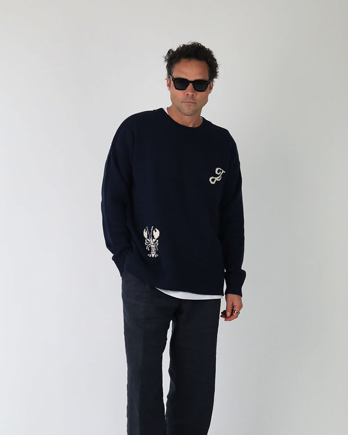 J Lobster Guernsey | Navy Cotton