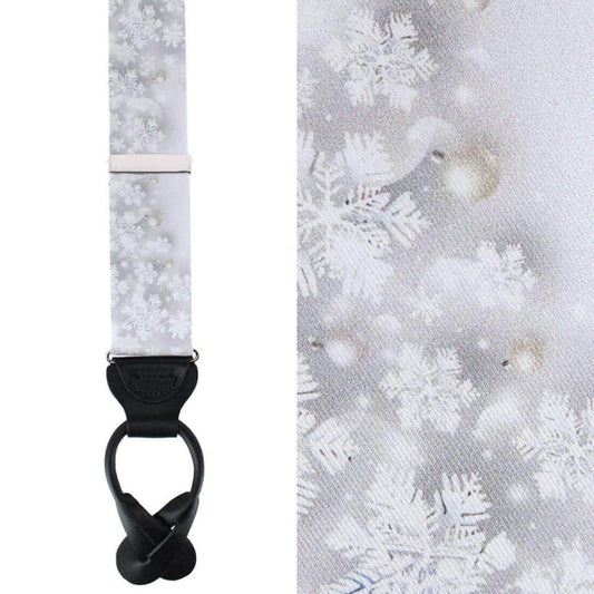 Jack's Frosty Winter Wonderland Silk Holiday Button End Braces
