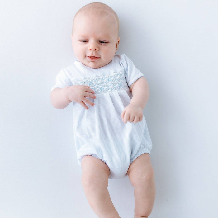 Jacob Light Blue Smocked Bubble