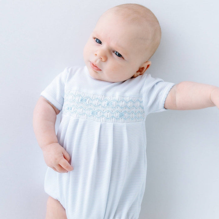Jacob Light Blue Smocked Bubble