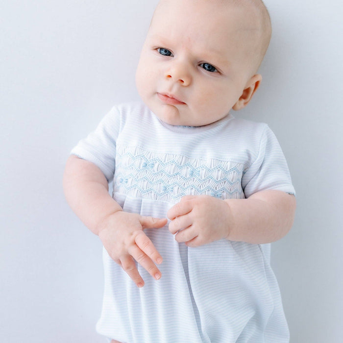 Jacob Light Blue Smocked Bubble