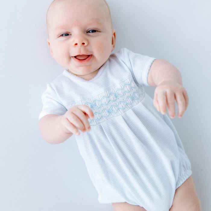 Jacob Light Blue Smocked Bubble