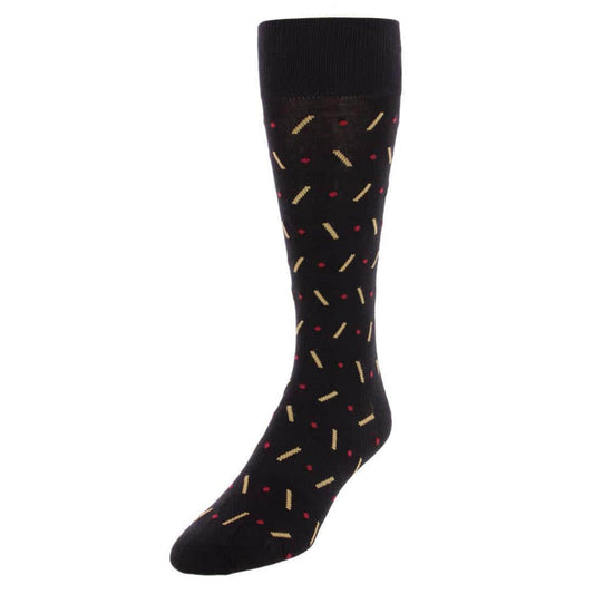 Jevin Dot and Dash Mid-Calf Combed Cotton Dress Socks (1 Pair)