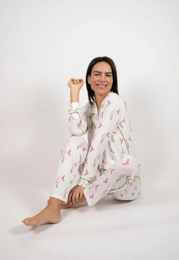 Jolene Hummingbirds Print Long PJ Set