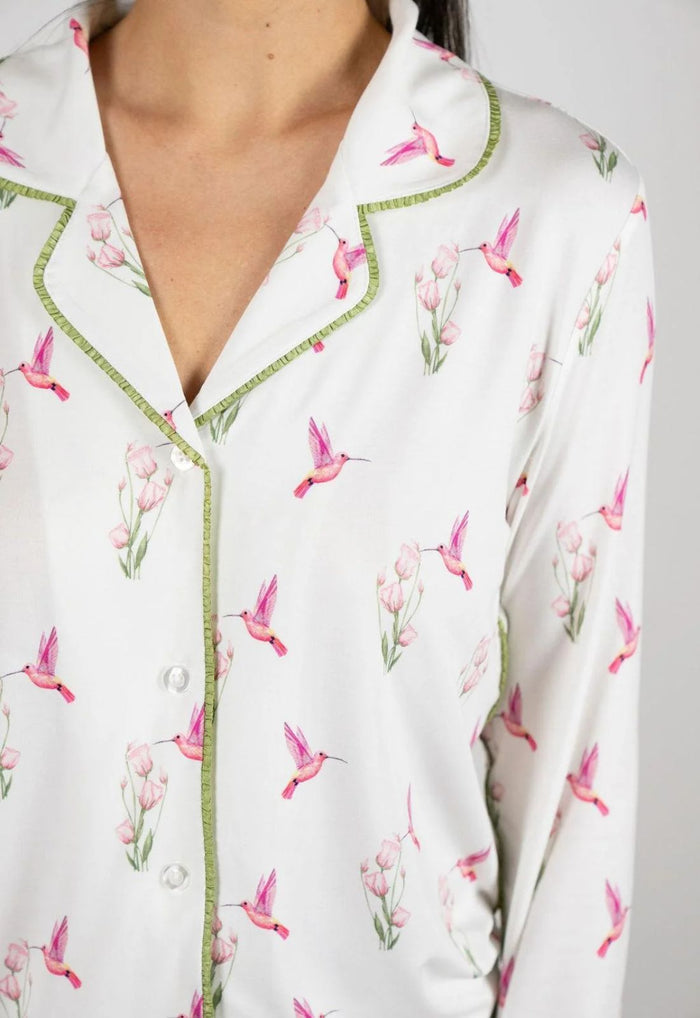Jolene Hummingbirds Print Long PJ Set
