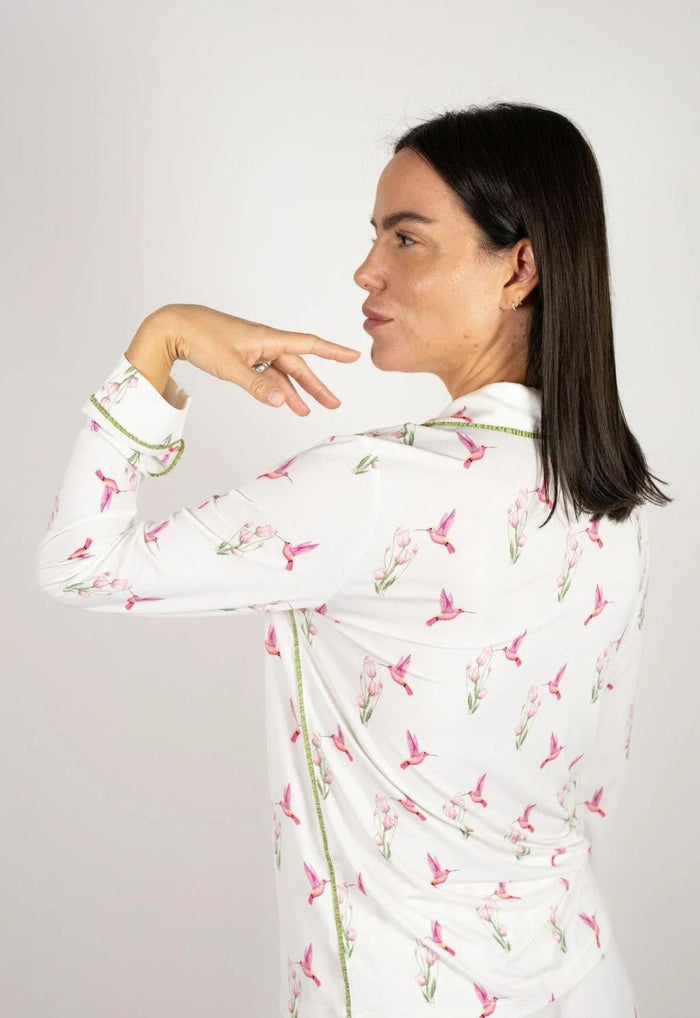 Jolene Hummingbirds Print Long PJ Set