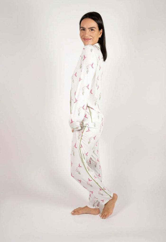 Jolene Hummingbirds Print Long PJ Set