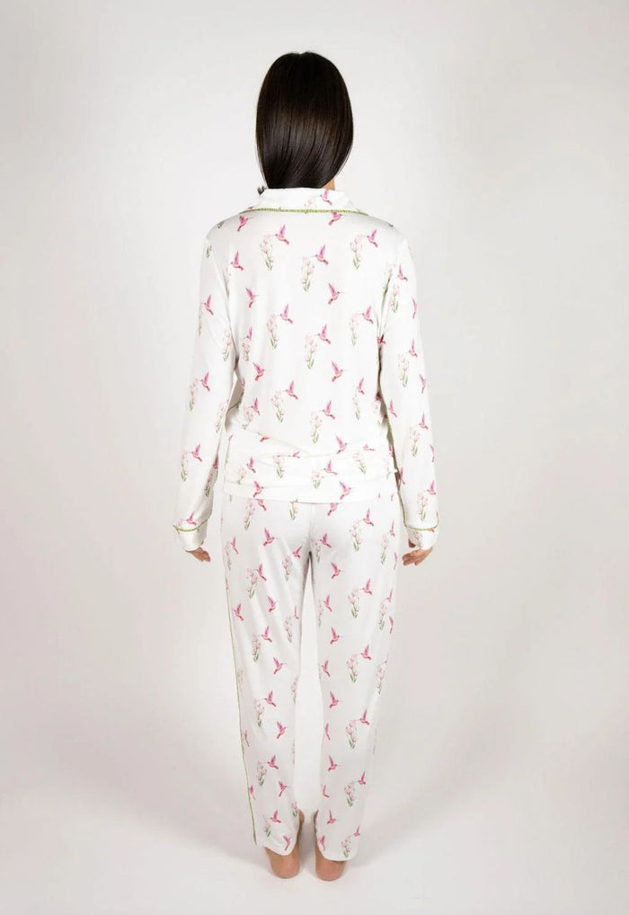 Jolene Hummingbirds Print Long PJ Set