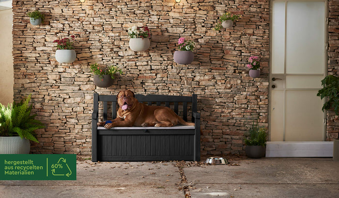 Keter Eden Bench 265L Outdoor Garden Furniture Storage Box Graphite & Light Grey