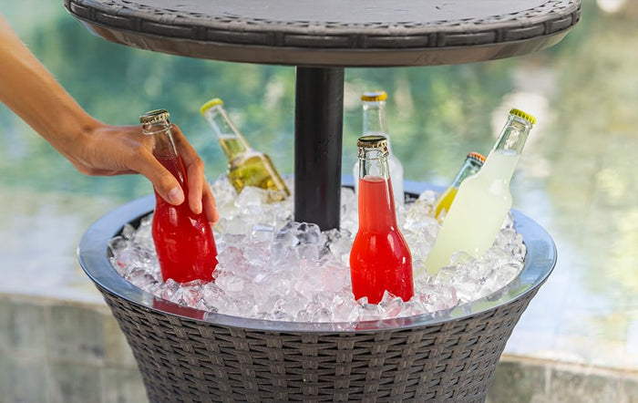 Keter Pacific Rattan Style Outdoor Cool Bar Ice Cooler Table Garden Furniture - Anthracite