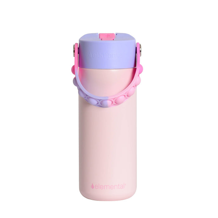 Kids Fidget Handle Water Bottle - Blush Pink Tie Dye