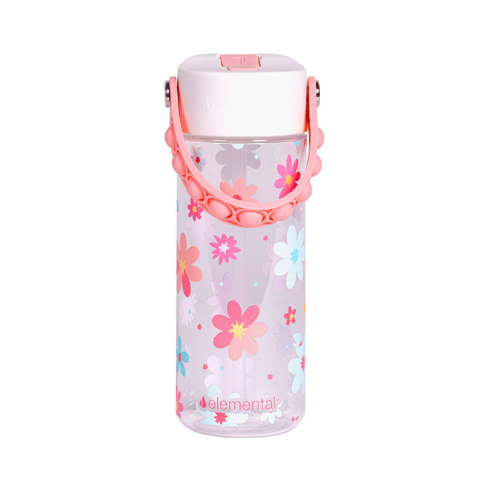 Kids Fidget Handle Water Bottle - Spring Blossom Clear