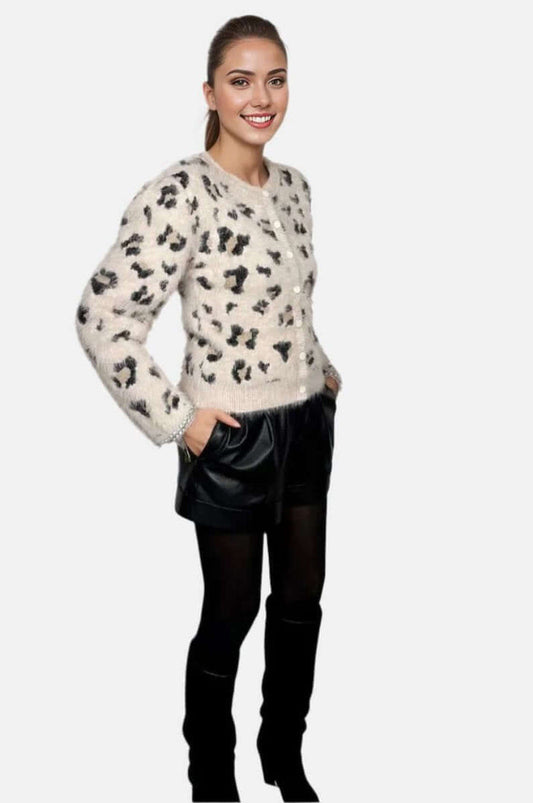 PHO Knit Cardigan with Diamond Appliqué in Unica