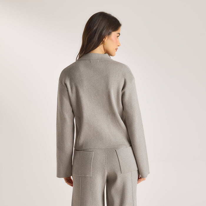 Knitted Oversized Shirt - Warm Grey