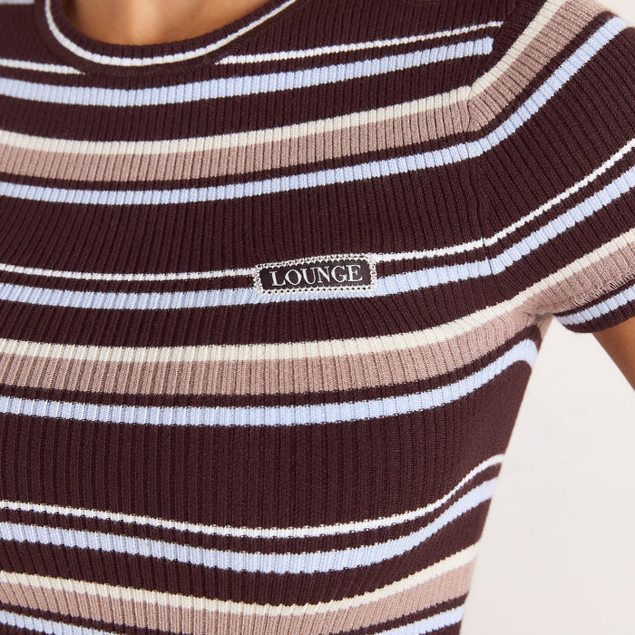 Knitted T-Shirt - Brown Stripe