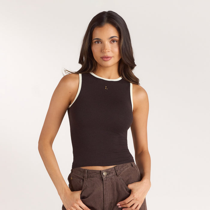 Knitted Vest Top - Chocolate