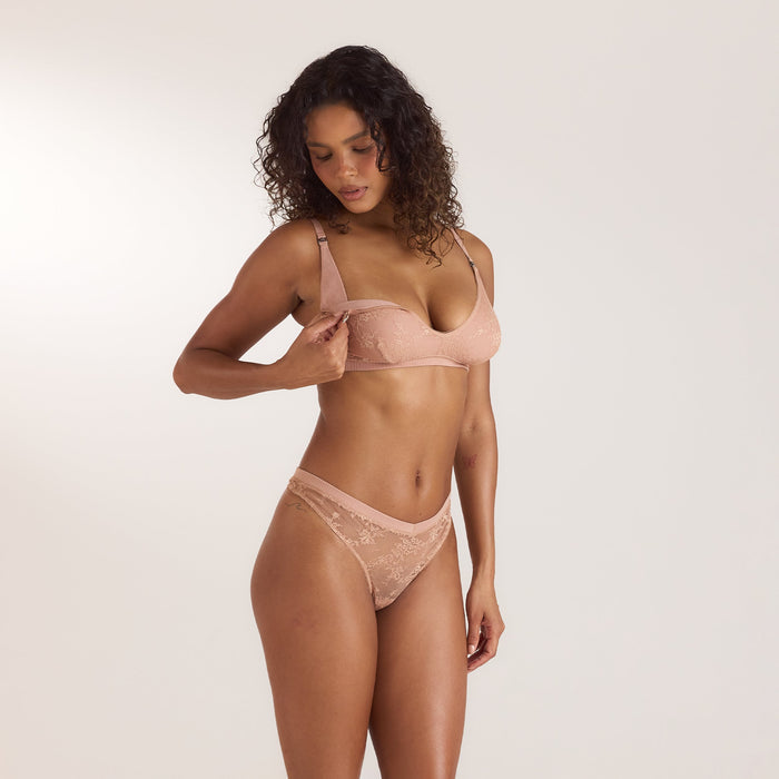 Lace Nurture Nursing Bra - Honey