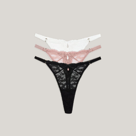 Lace Thongs (3-Pack) - Neutral