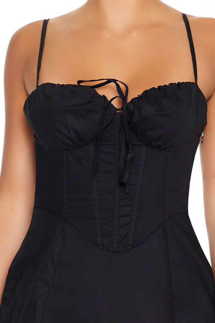 Lace-Up Bustier Bow Mini Dress