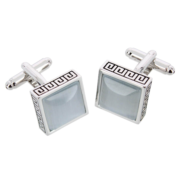 Langford Square Opal Stone Filigree Edged Cufflinks (1 Pair)