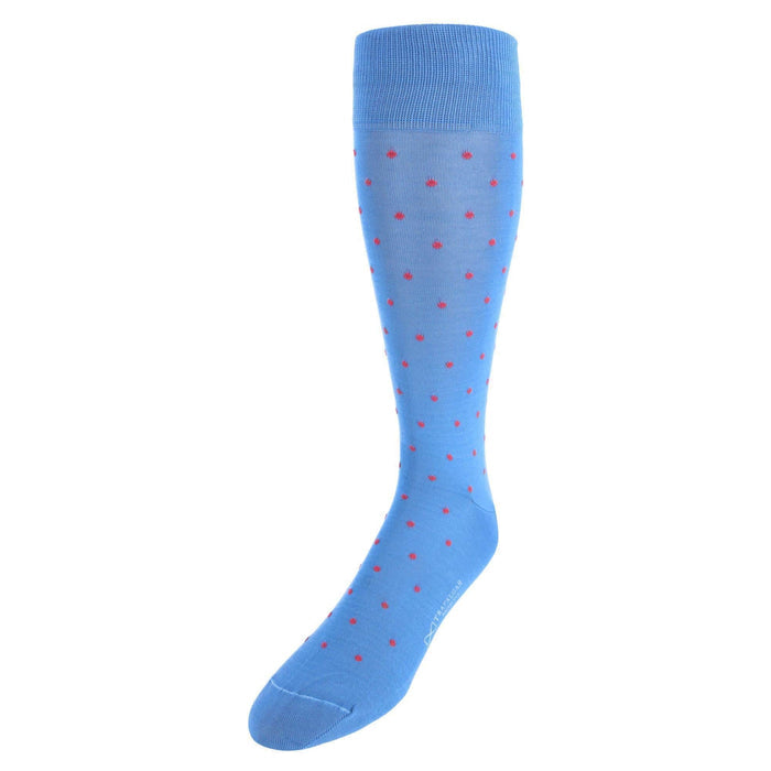 Light Blue with Coral Dots