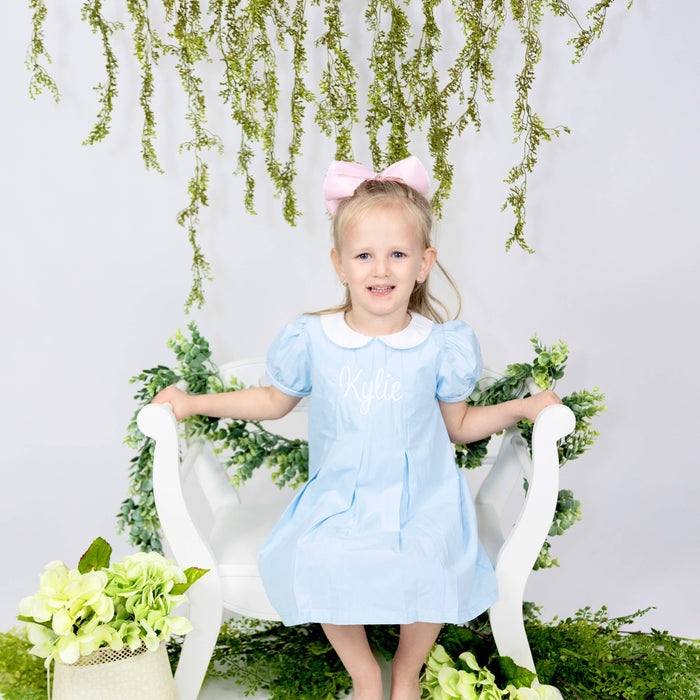 Light Blue Pleated Peter Pan Collar Dress