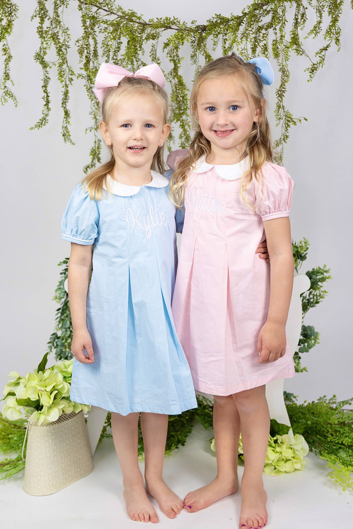 Light Blue Pleated Peter Pan Collar Dress