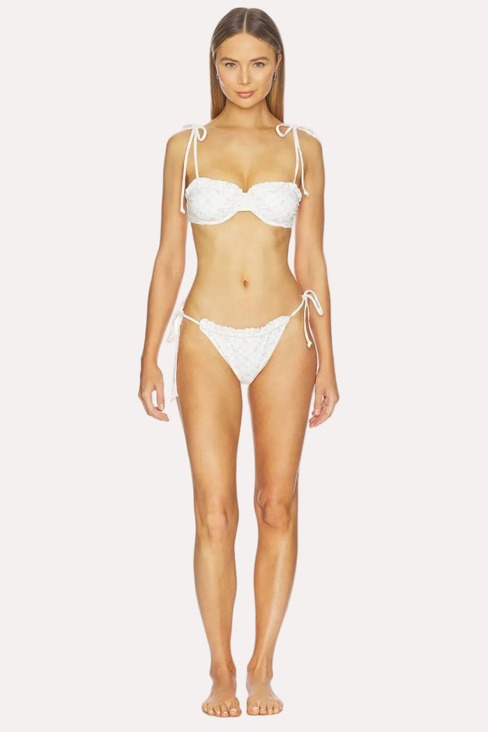 LoveShackFancy Lilabella Bikini in Sunwashed Ivory