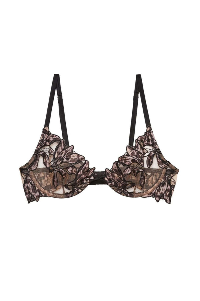 Fleur du Mal Lily Embroidered Demi Bra in Leopard Lily