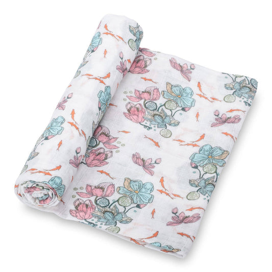 Little Lotus Bloom Muslin Swaddle Blanket