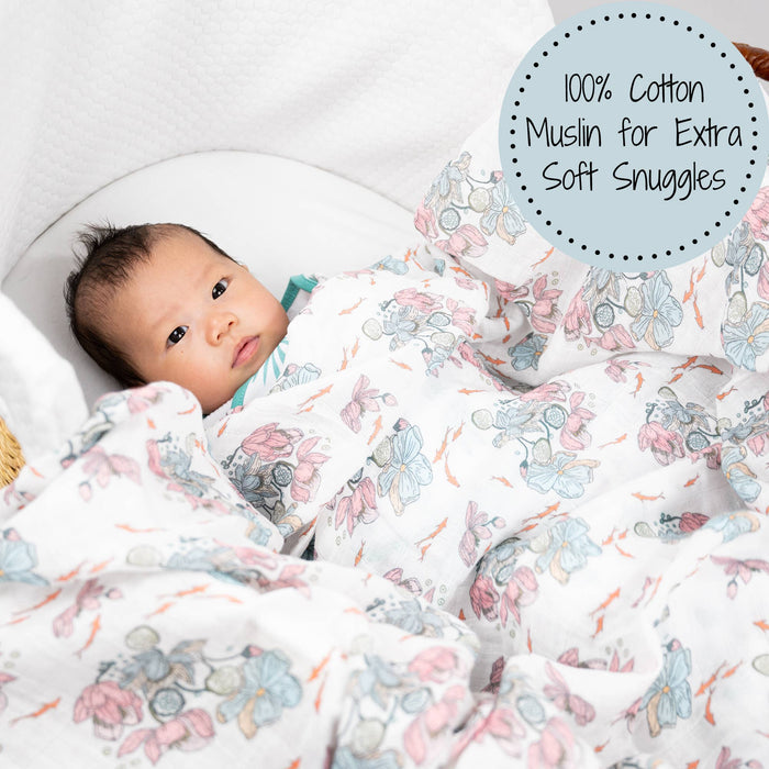 Little Lotus Bloom Muslin Swaddle Blanket
