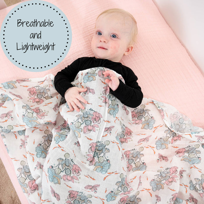 Little Lotus Bloom Muslin Swaddle Blanket
