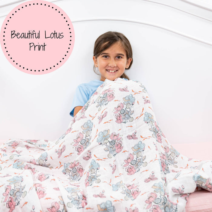 Little Lotus Bloom Muslin Swaddle Blanket