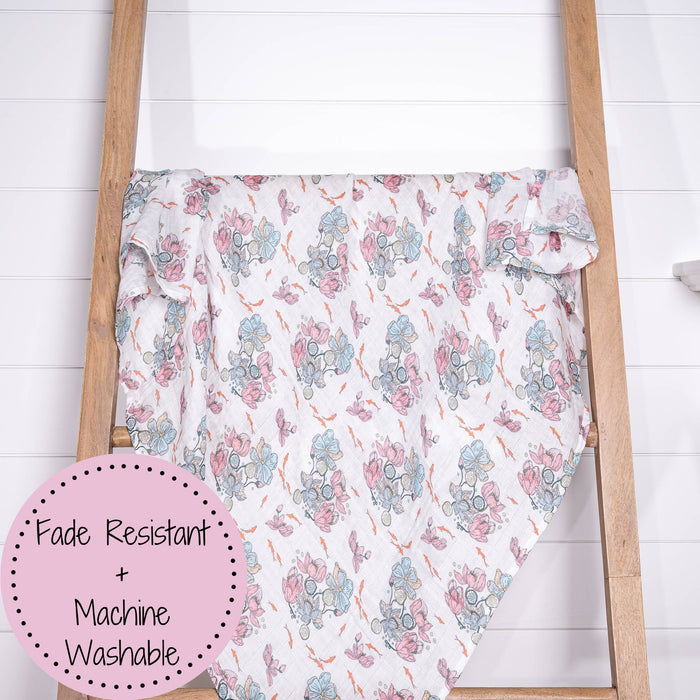 Little Lotus Bloom Muslin Swaddle Blanket