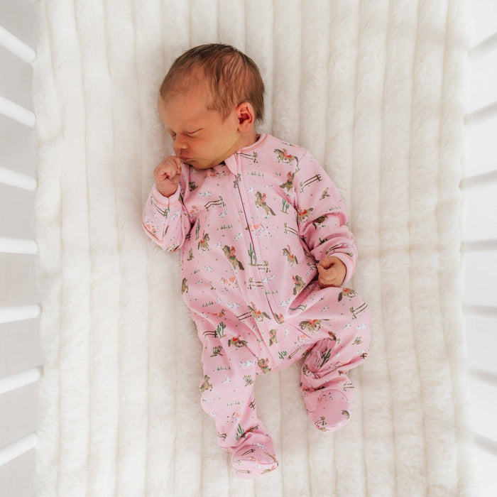 Little Wranglers Zip Footie - Dusty Rose