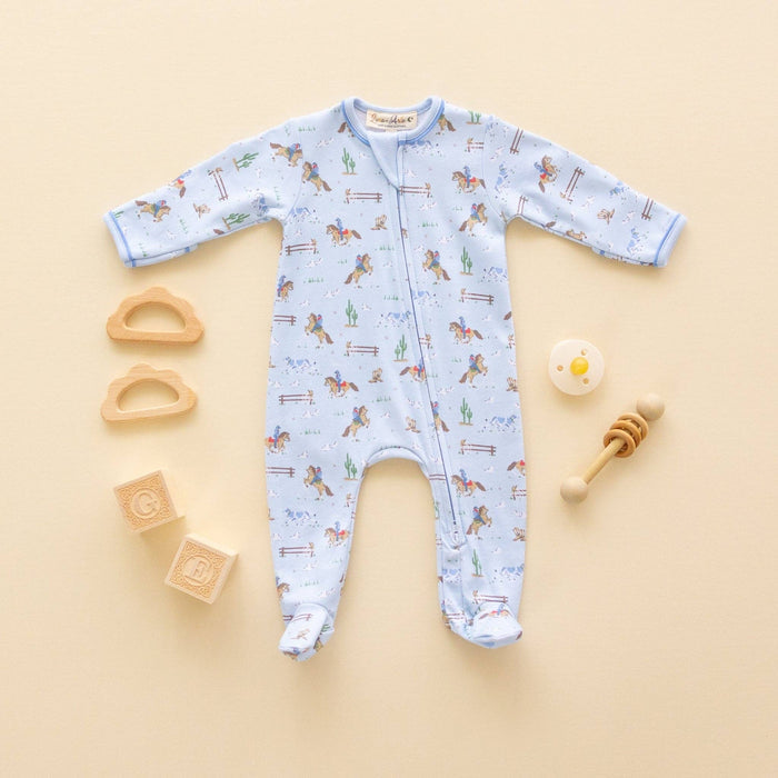 Little Wranglers Zip Footie - Sky