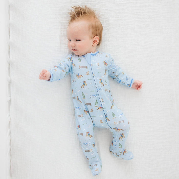 Little Wranglers Zip Footie - Sky