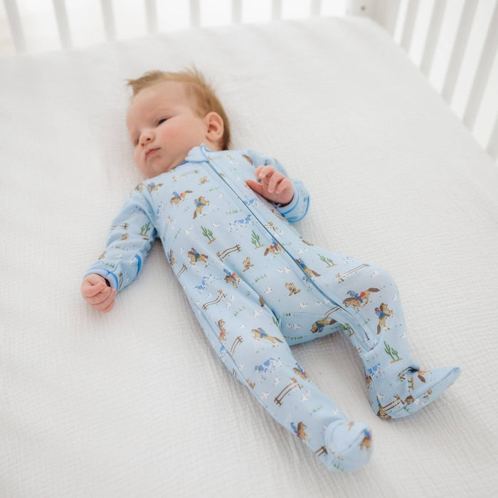 Little Wranglers Zip Footie - Sky