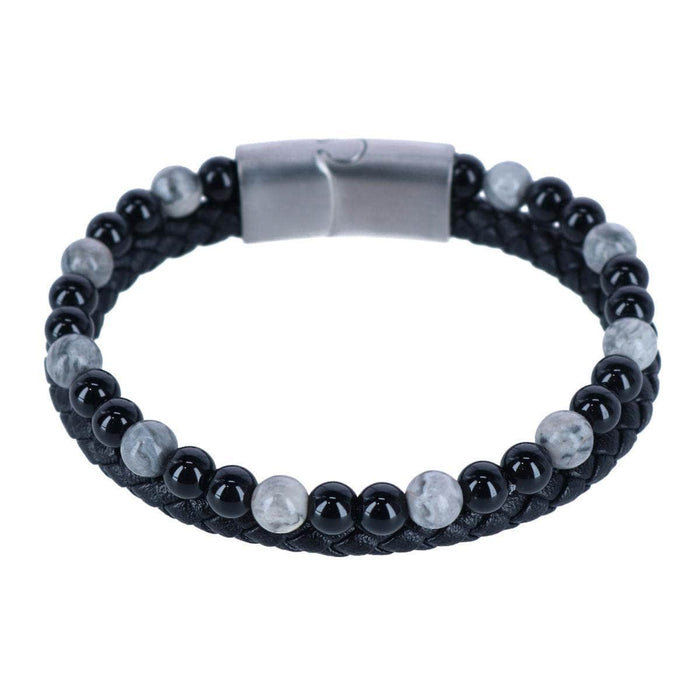 Loose Fit Thurgood Beaded & Braided Leather Secure Clasp Bracelet