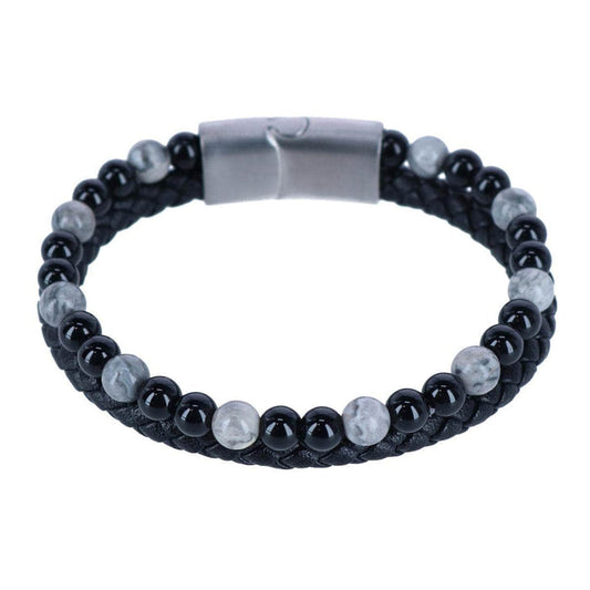 Loose Fit Thurgood Beaded & Braided Leather Secure Clasp Bracelet