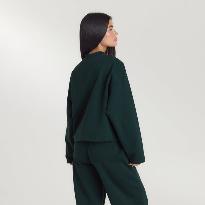 Lounge Living Quarter-Zip Jumper - Forest Green
