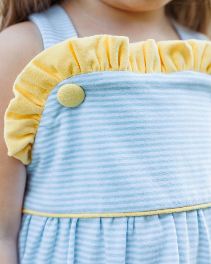 Lucy Bloomer Set - Light Blue Stripe & Yellow