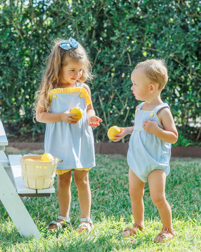 Lucy Bloomer Set - Light Blue Stripe & Yellow