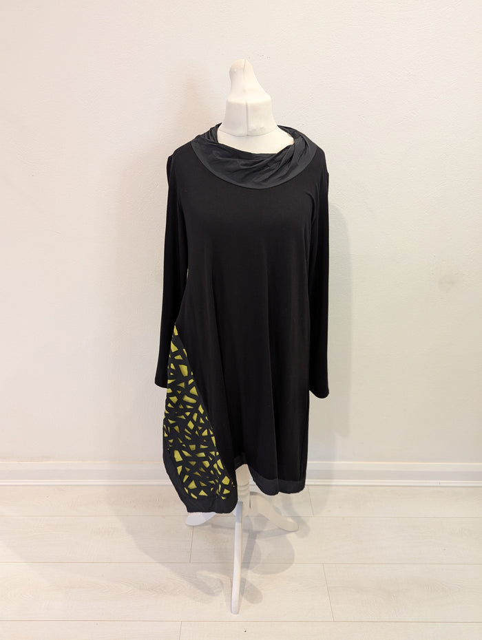 Luukaa Black/Green Godet Dress 14